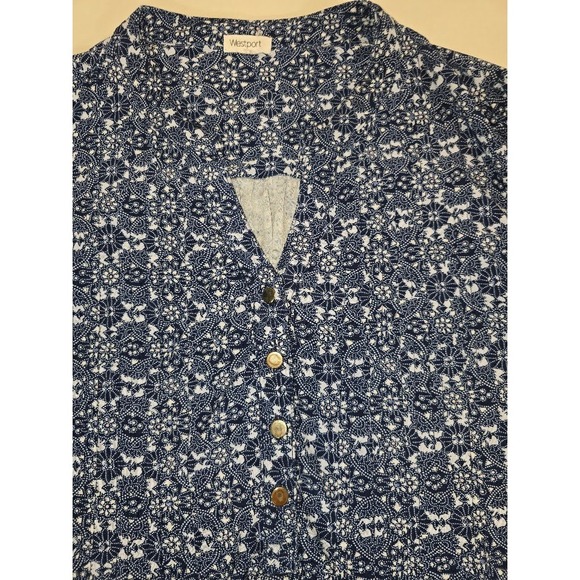 Westport‎ Floral Print Button Down Long Sleeve Tunic Top Blouse - Picture 1 of 7